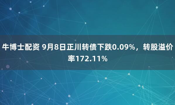 牛博士配资 9月8日正川转债下跌0.09%，转股溢价率172.11%